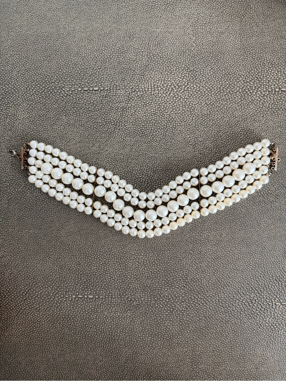 Bronx and Banco 5 Strand Pearl Choker in White Thick Pearls Statement Necklace - Picture 6 of 6